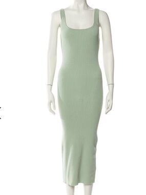 Scoop Neck Ribbed Tank Dress - Mint Green